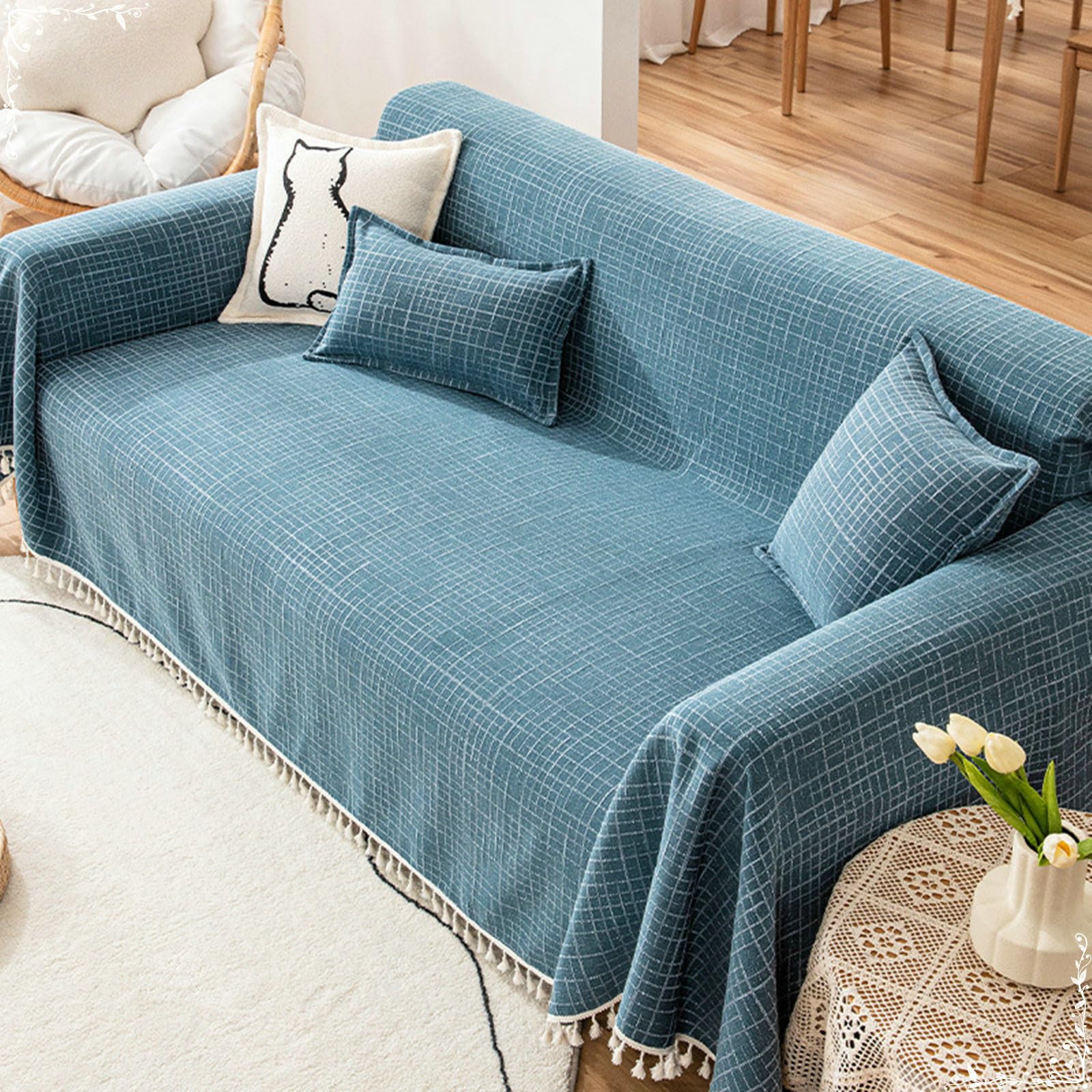 Amazon.com: Mesnt Blue Couch Covers for 2 Cushion Couch Sofa